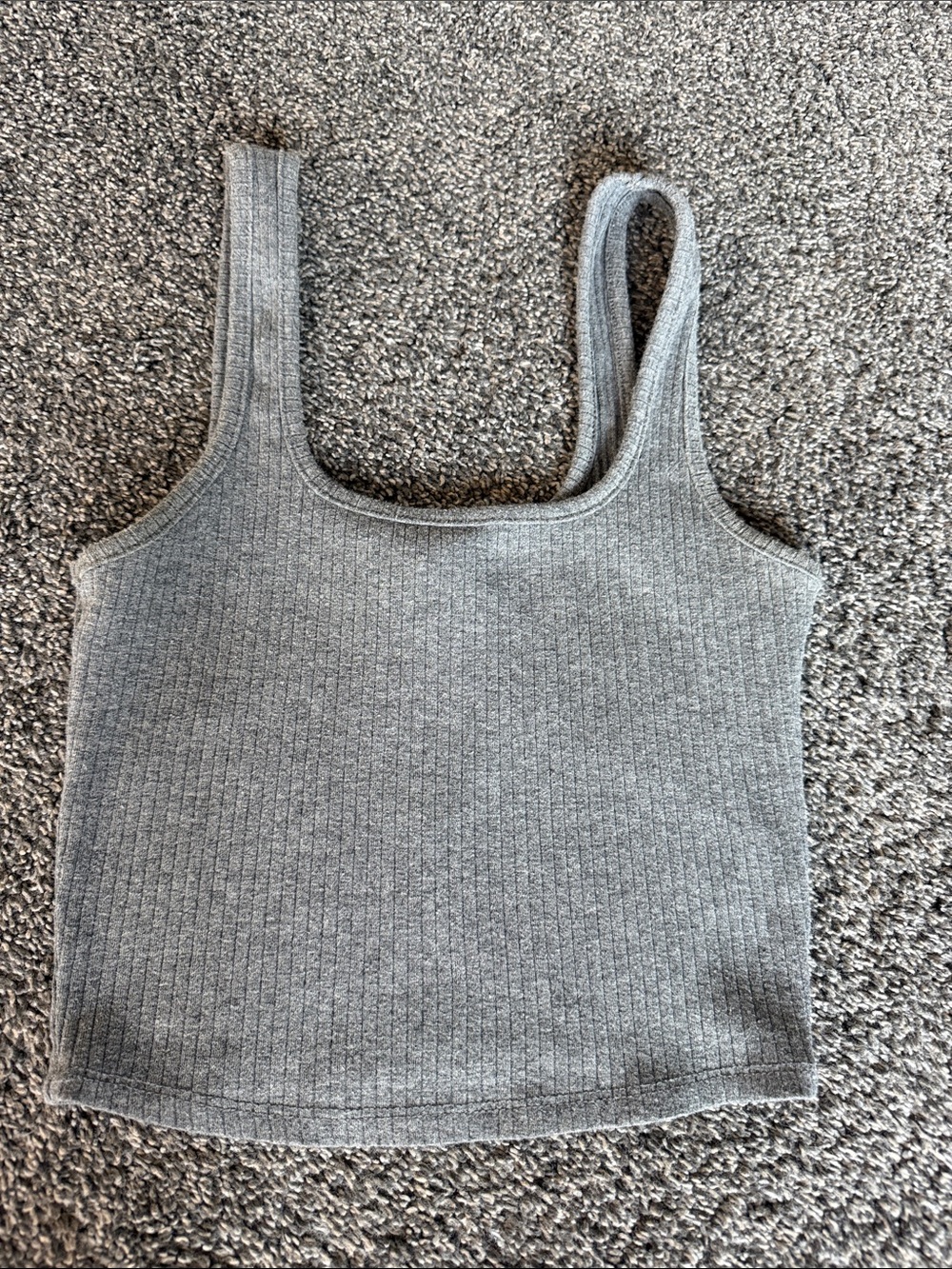 Full Tilt Gray Ribbed Square-Neck Tank